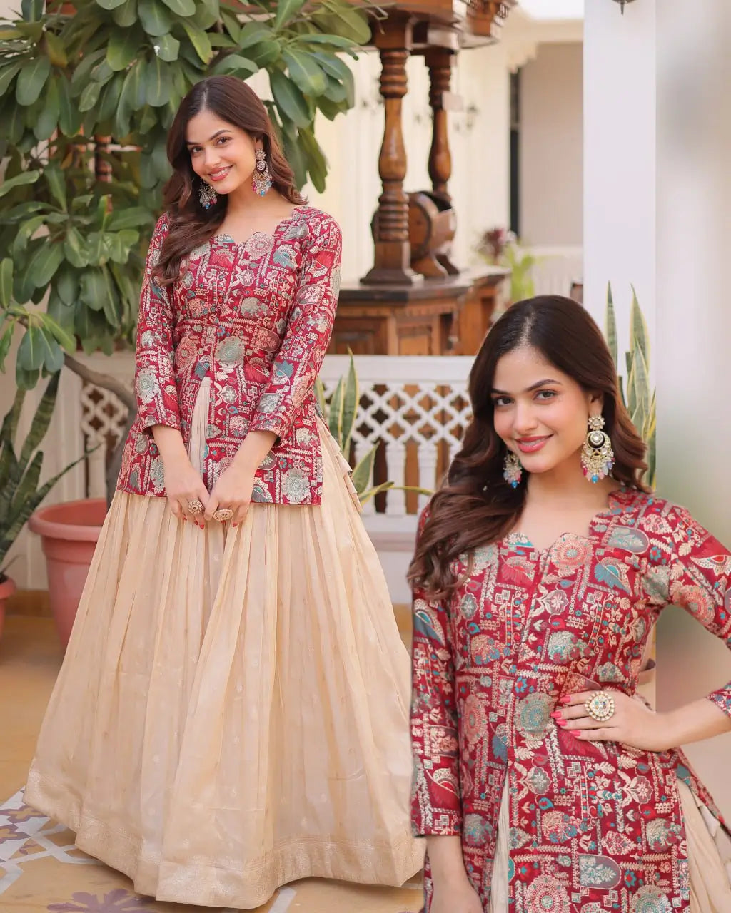Jacquard Weaving Lehenga With Designer Blouse