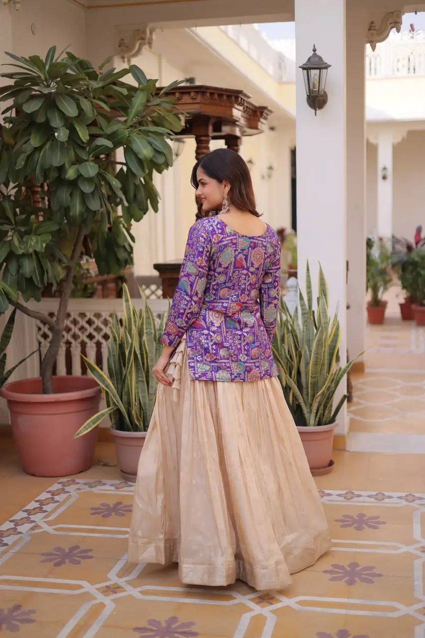 Jacquard Weaving Lehenga With Designer Blouse