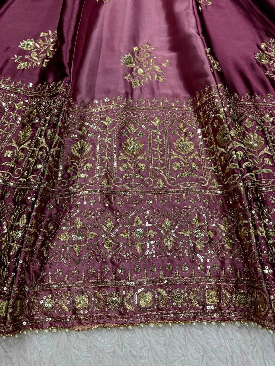 Japan Satin Embroidered Anarkali Set with Dupatta – Thread & Sequins Work
