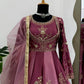 Japan Satin Embroidered Anarkali Set with Dupatta – Thread & Sequins Work