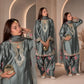 Japan Satin Embroidered Kurti with Farshi Salwar Set