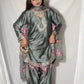 Japan Satin Embroidered Kurti with Farshi Salwar Set