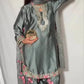 Japan Satin Embroidered Kurti with Farshi Salwar Set
