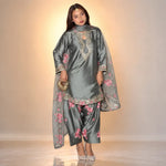 Japan Satin Embroidered Kurti with Farshi Salwar Set