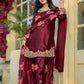 Japan Satin Embroidered Kurti with Farshi Salwar Set