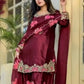 Japan Satin Embroidered Kurti with Farshi Salwar Set