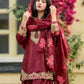 Japan Satin Embroidered Kurti with Farshi Salwar Set