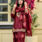 Japan Satin Embroidered Kurti with Farshi Salwar Set