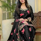 Japan Satin Embroidered Kurti with Farshi Salwar Set