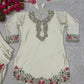 Japan Satin Embroidered Kurti with Farshi Salwar Set