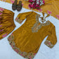 Japan Satin Embroidered Kurti with Farshi Salwar Set