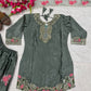 Japan Satin Embroidered Kurti with Farshi Salwar Set