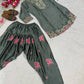 Japan Satin Embroidered Kurti with Farshi Salwar Set