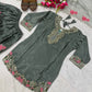 Japan Satin Embroidered Kurti with Farshi Salwar Set