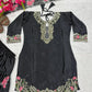 Japan Satin Embroidered Kurti with Farshi Salwar Set