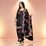 Japan Satin Embroidered Kurti with Farshi Salwar Set