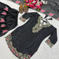 Japan Satin Embroidered Kurti with Farshi Salwar Set