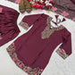 Japan Satin Embroidered Kurti with Farshi Salwar Set