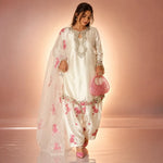 Japan Satin Embroidered Kurti with Farshi Salwar Set