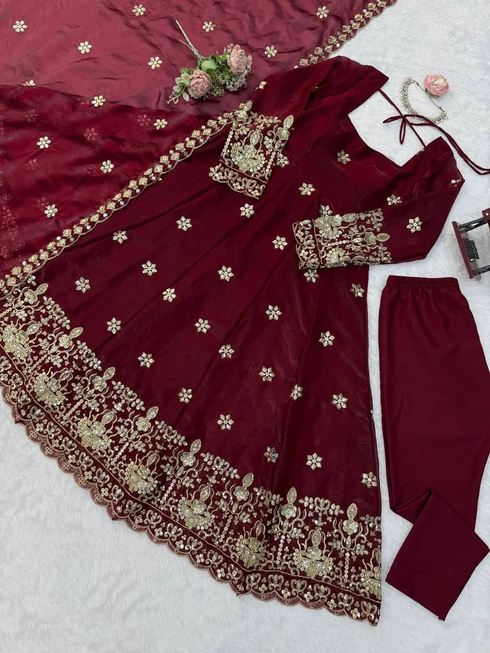 Jewel Tone Sequin Anarkali