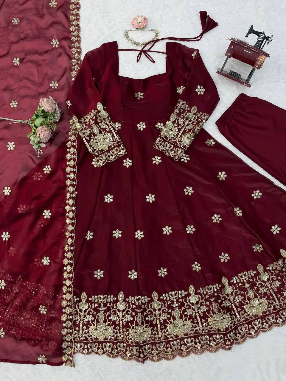 Jewel Tone Sequin Anarkali