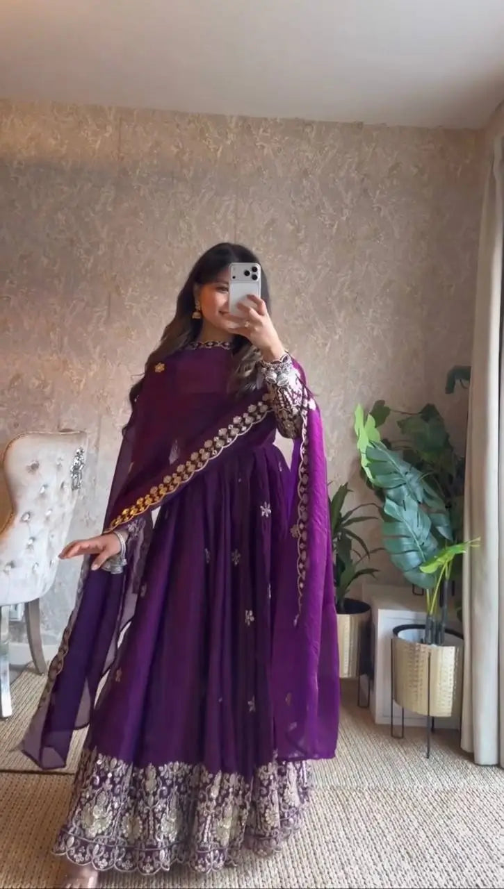 Jewel Tone Sequin Anarkali