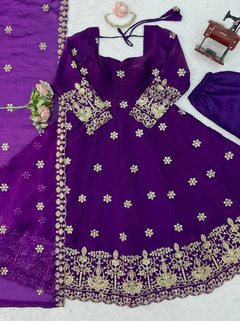Jewel Tone Sequin Anarkali