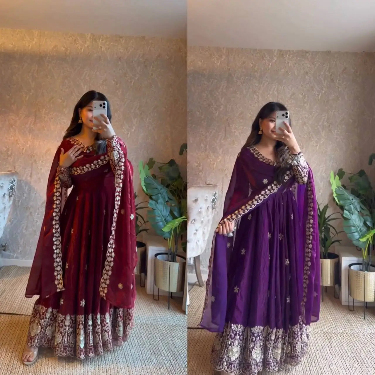 Jewel Tone Sequin Anarkali