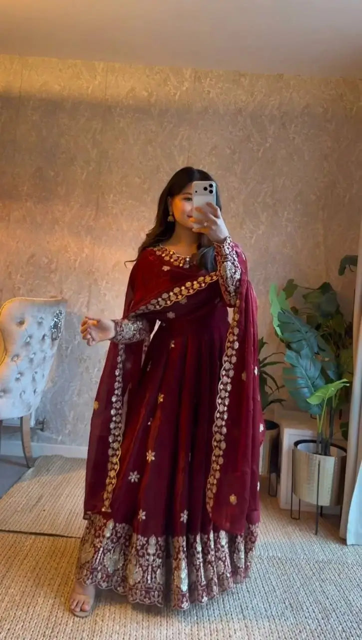Jewel Tone Sequin Anarkali