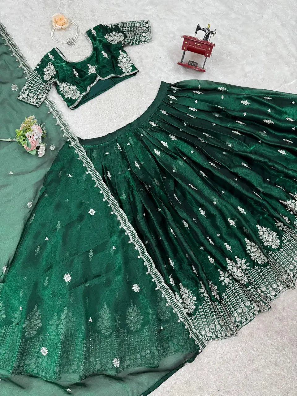 Jimi Choo Embroidered Lehenga Set with Dupatta