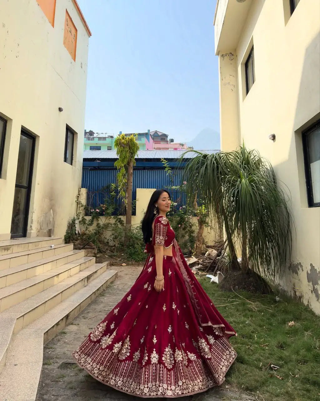 Jimi Choo Embroidered Lehenga Set with Dupatta