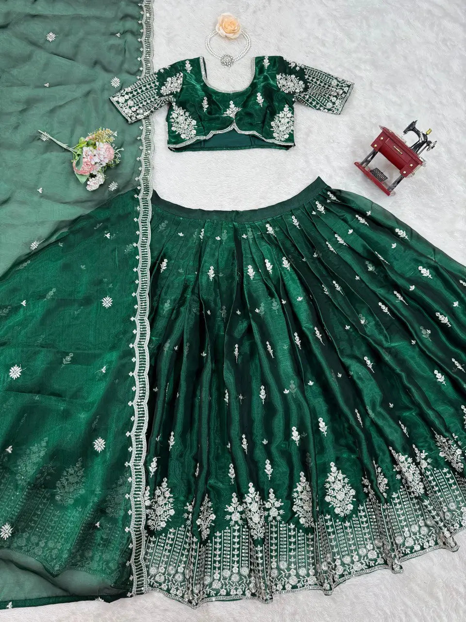 Jimi Choo Embroidered Lehenga Set with Dupatta