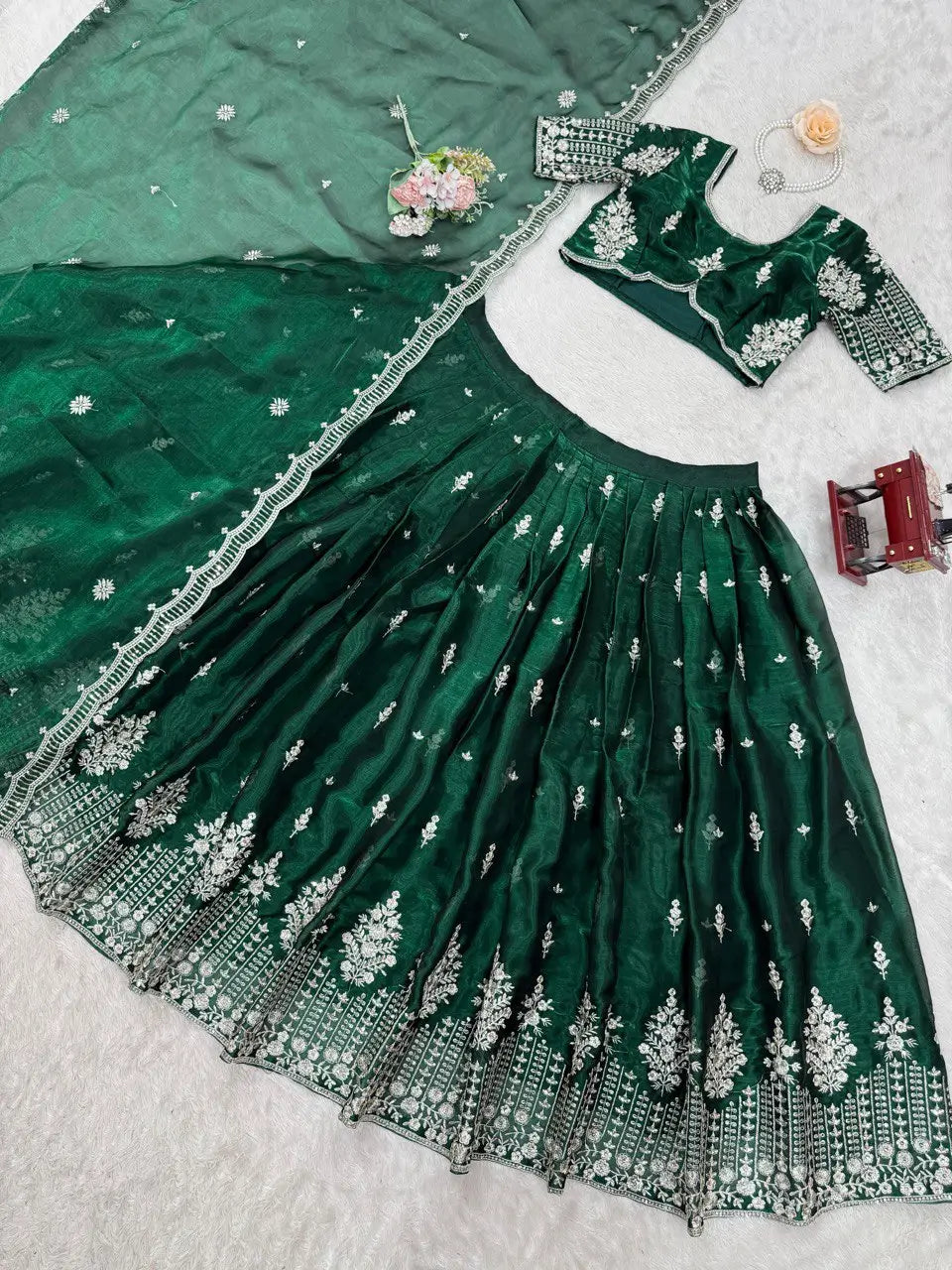 Jimi Choo Embroidered Lehenga Set with Dupatta