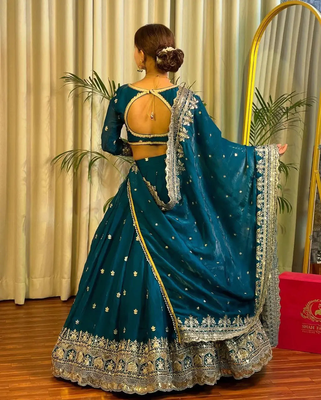 Jimi Choo Embroidered Lehenga Set with Fancy Satin Dupatta