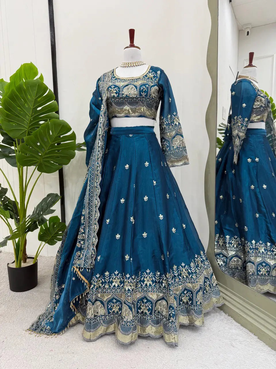 Jimi Choo Embroidered Lehenga Set with Fancy Satin Dupatta
