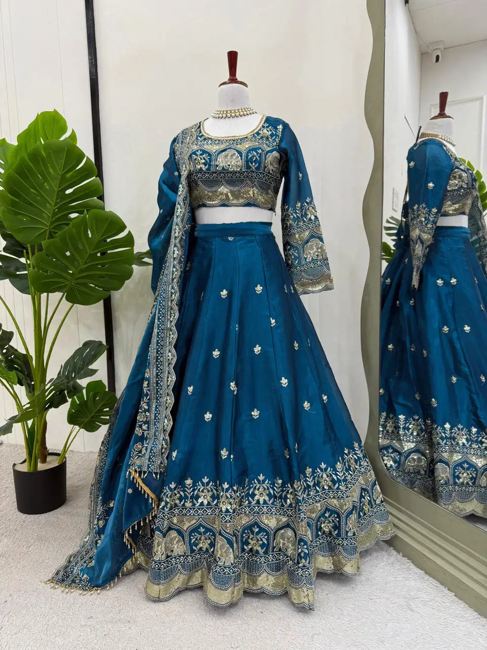 Jimi Choo Embroidered Lehenga Set with Fancy Satin Dupatta