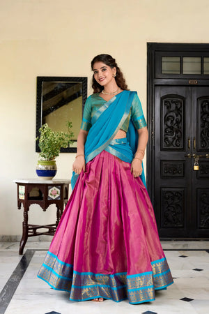 Kanchipuram Silk Zari Weaving Lehenga Set