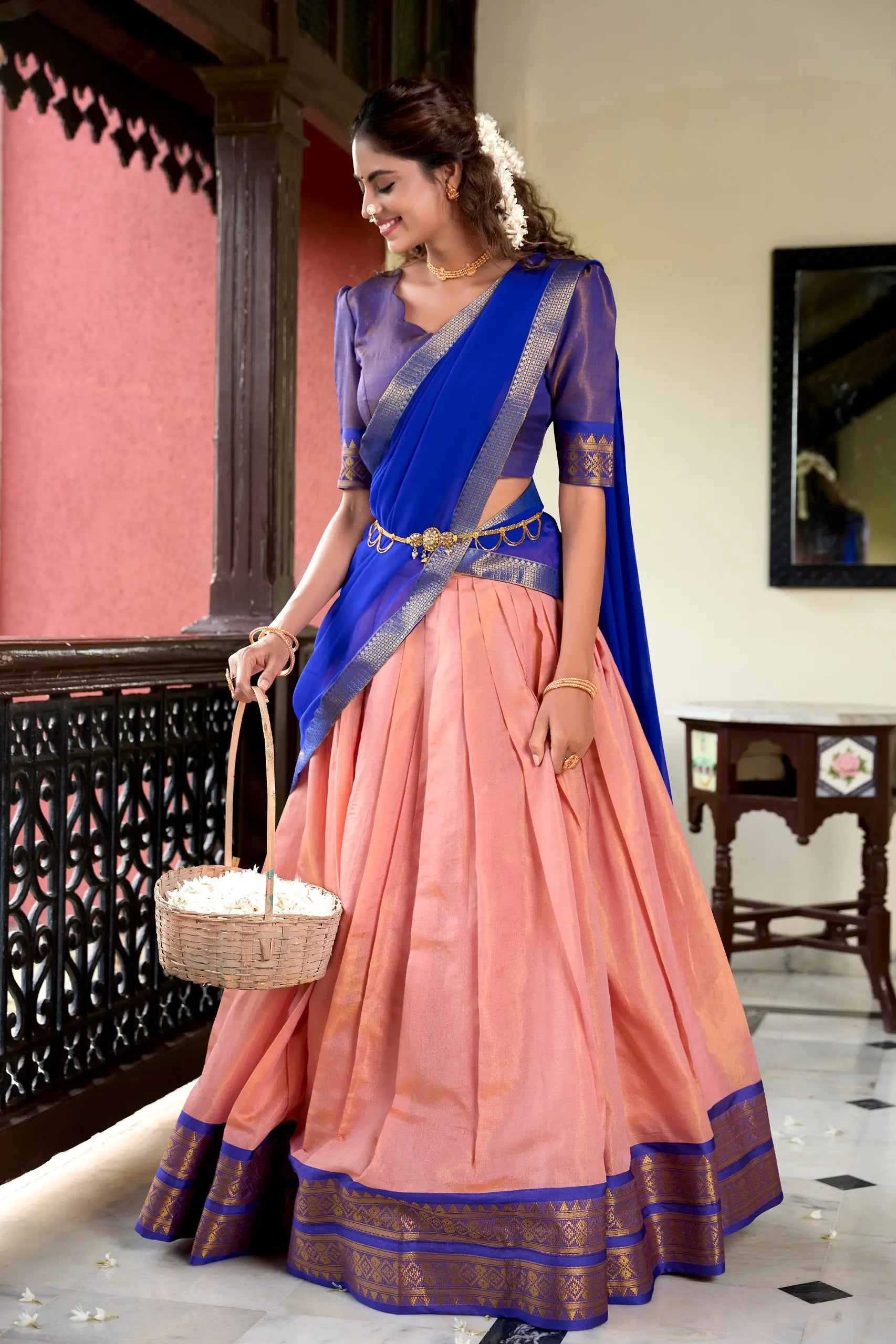 Kanchipuram Silk Zari Weaving Lehenga Set