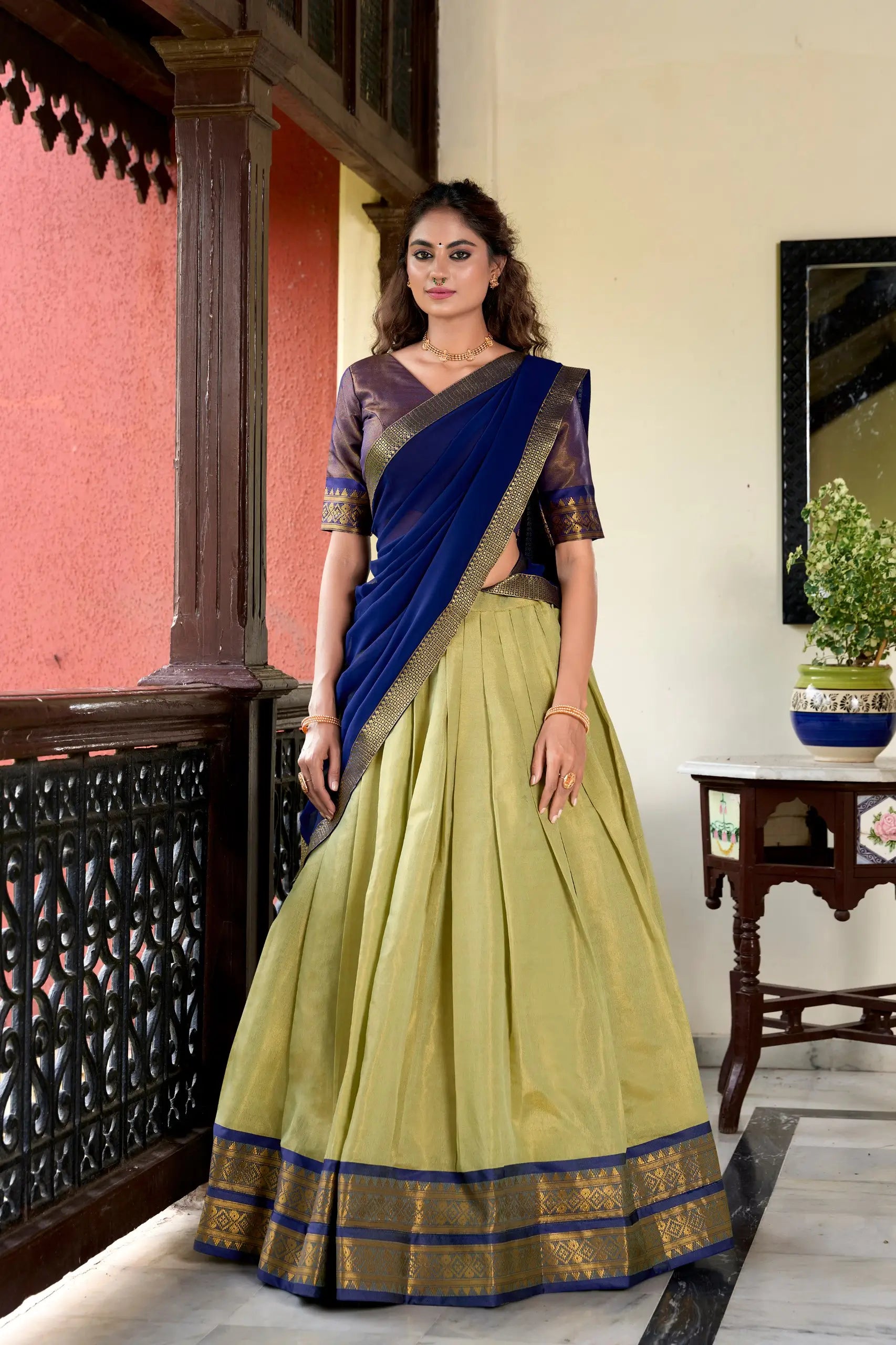 Kanchipuram Silk Zari Weaving Lehenga Set