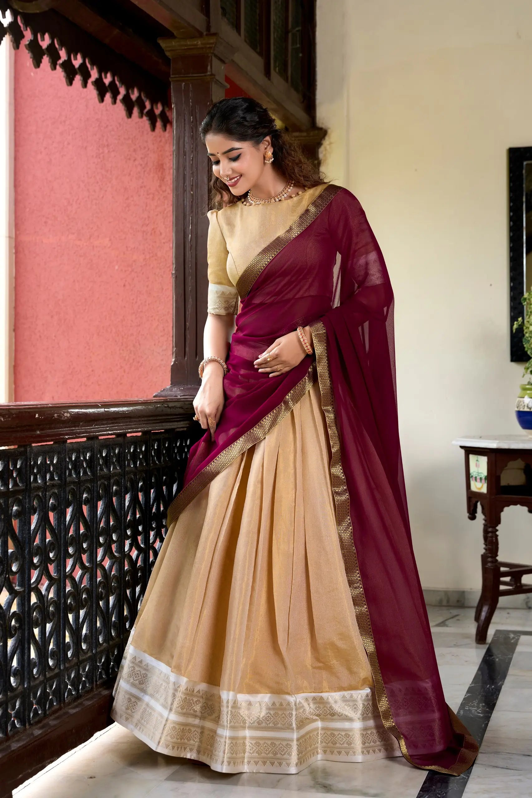 Kanchipuram Silk Zari Weaving Lehenga Set