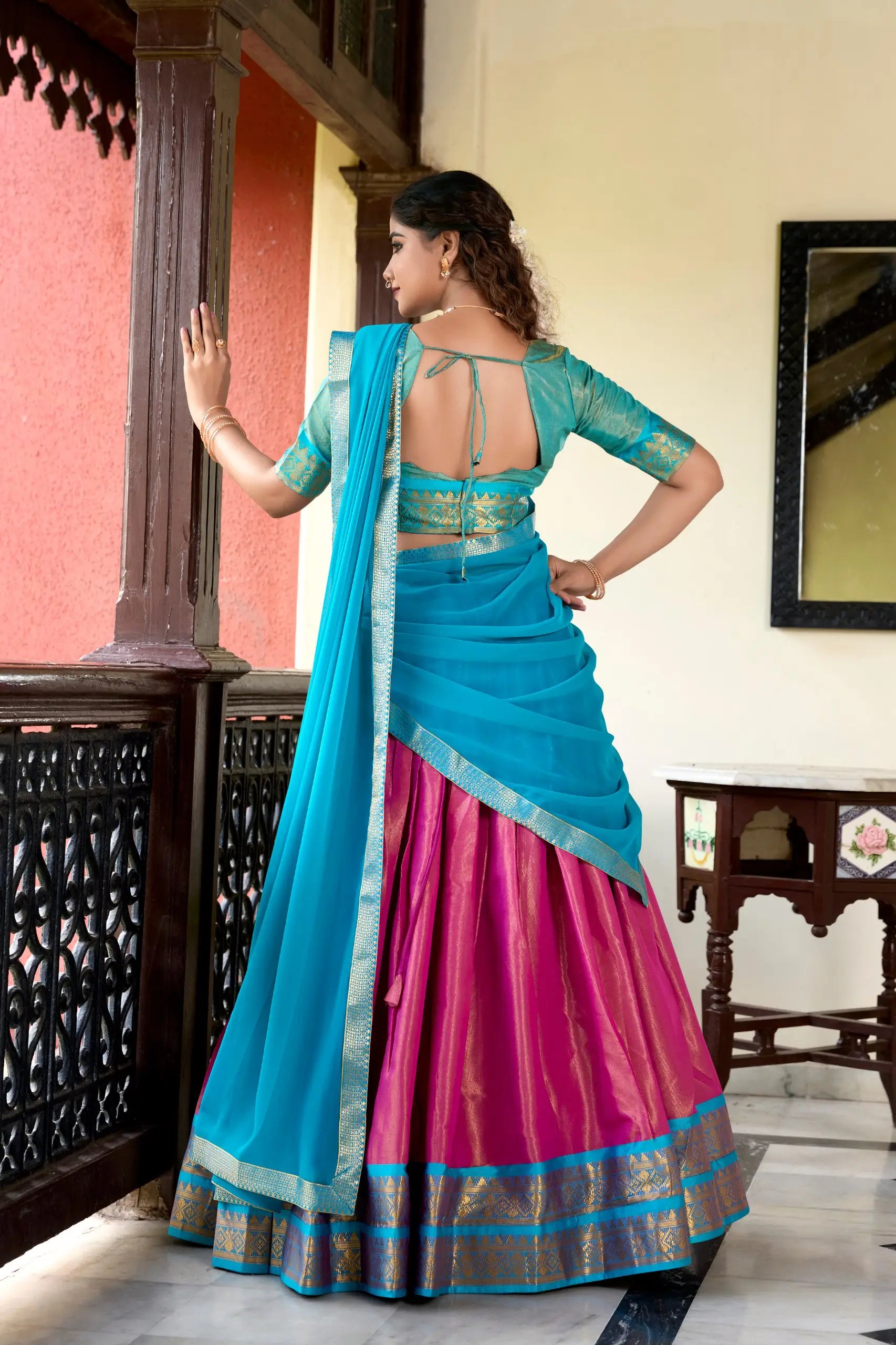 Kanchipuram Silk Zari Weaving Lehenga Set