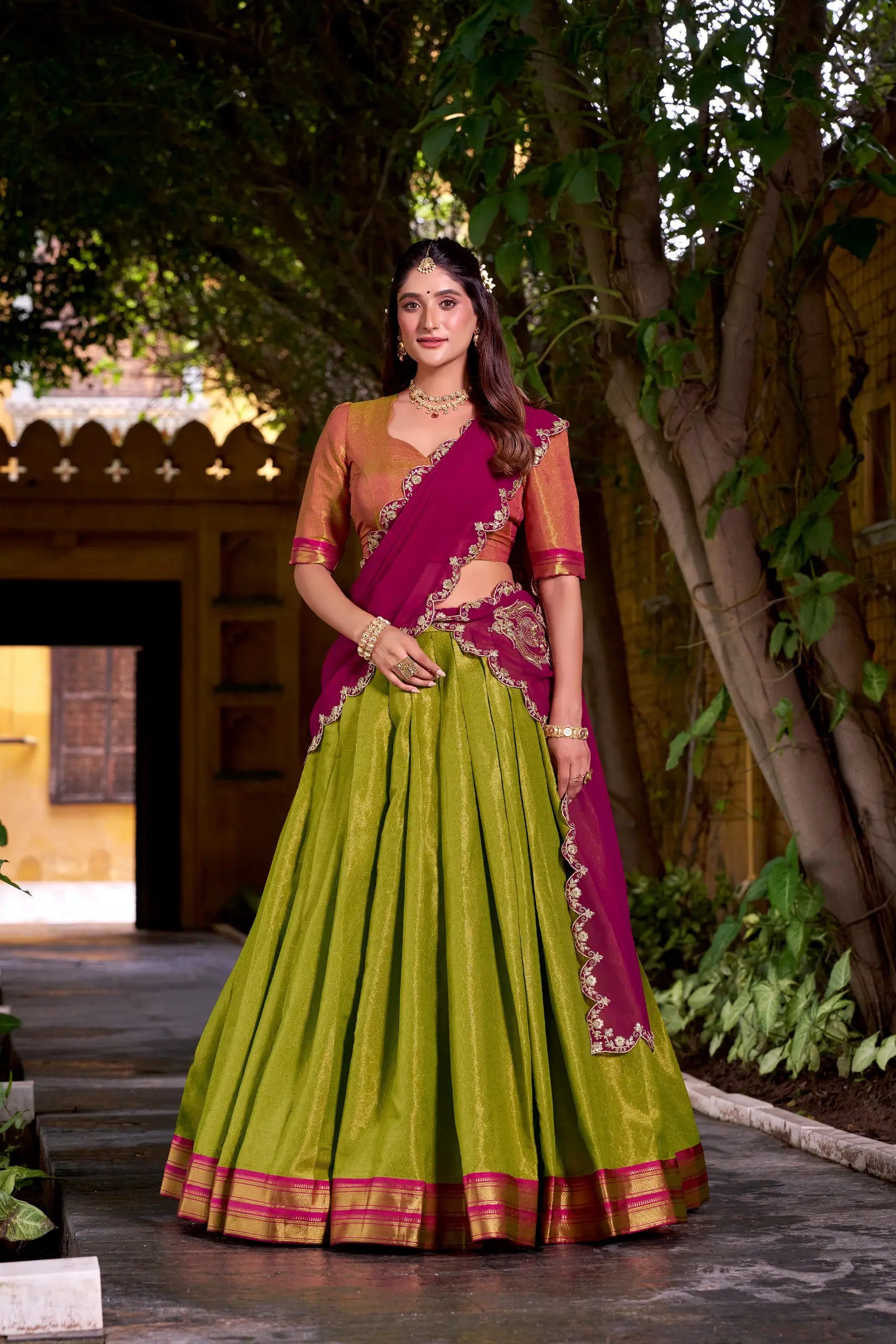 Kanchipuram Zari Weaving Lehenga Set