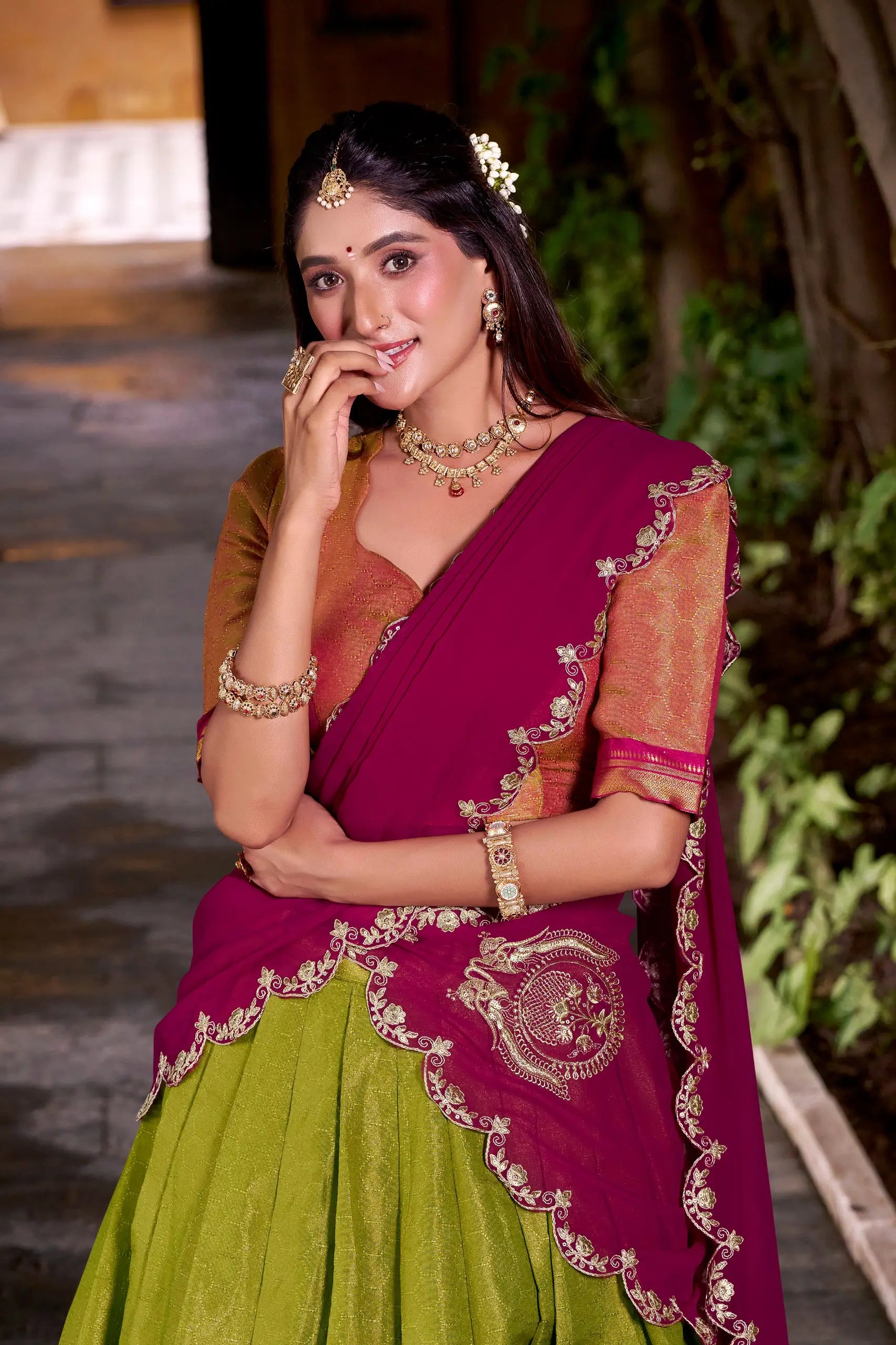 Kanchipuram Zari Weaving Lehenga Set