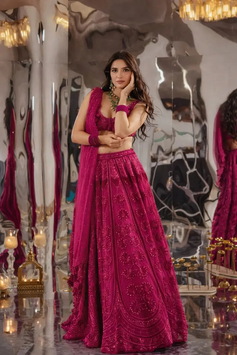 Kasturi Silk Embroidered Designer Lehenga Set