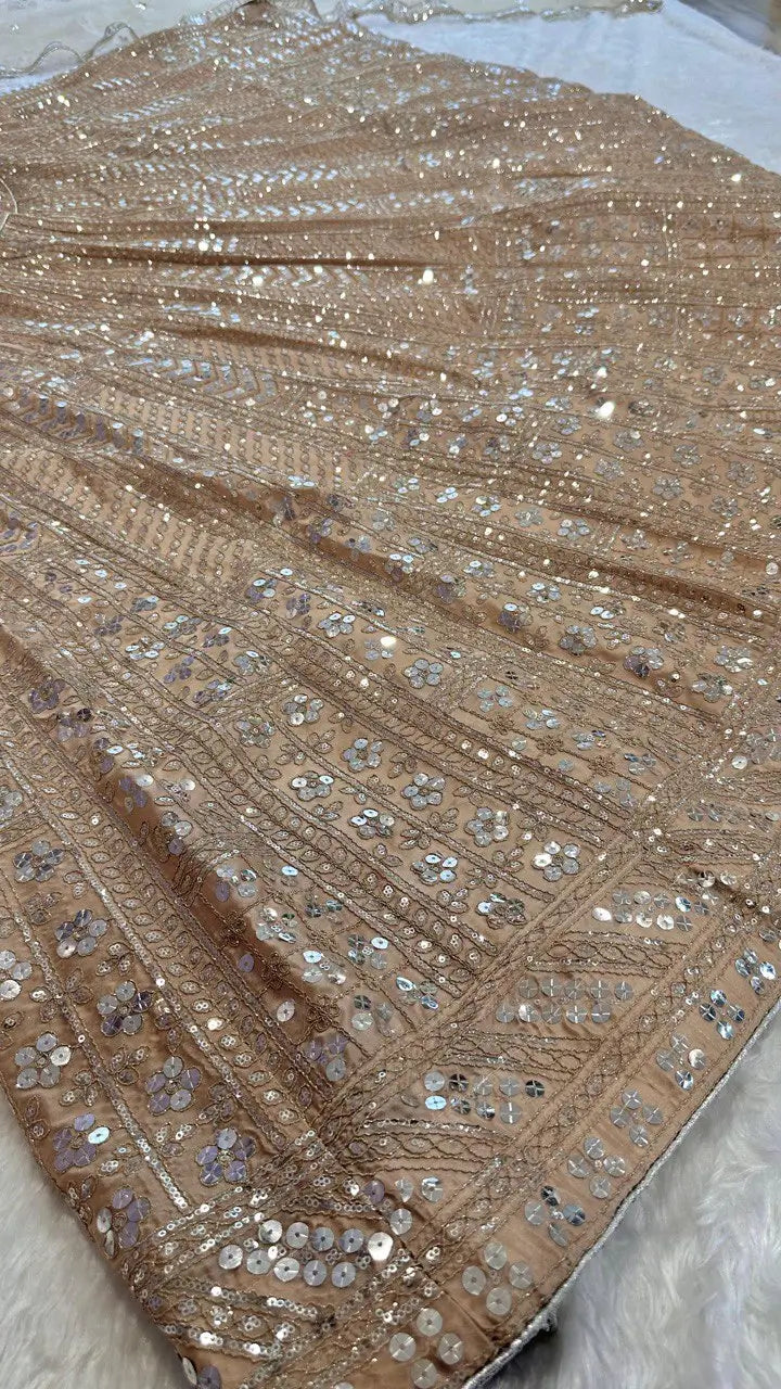 Kasturi Silk Heavy Sequins Embroidered Lehenga Set with Dupatta