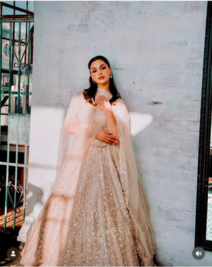 Kasturi Silk Heavy Sequins Embroidered Lehenga Set with Dupatta