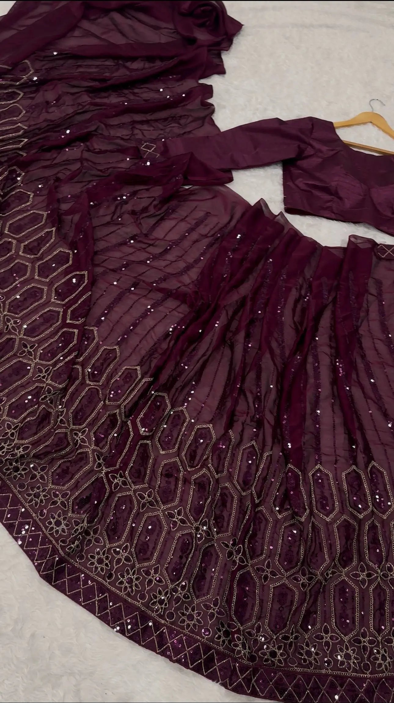 Kasturi Silk Sequin Embroidered Saree with Designer Blouse for Wedding and Party Wear