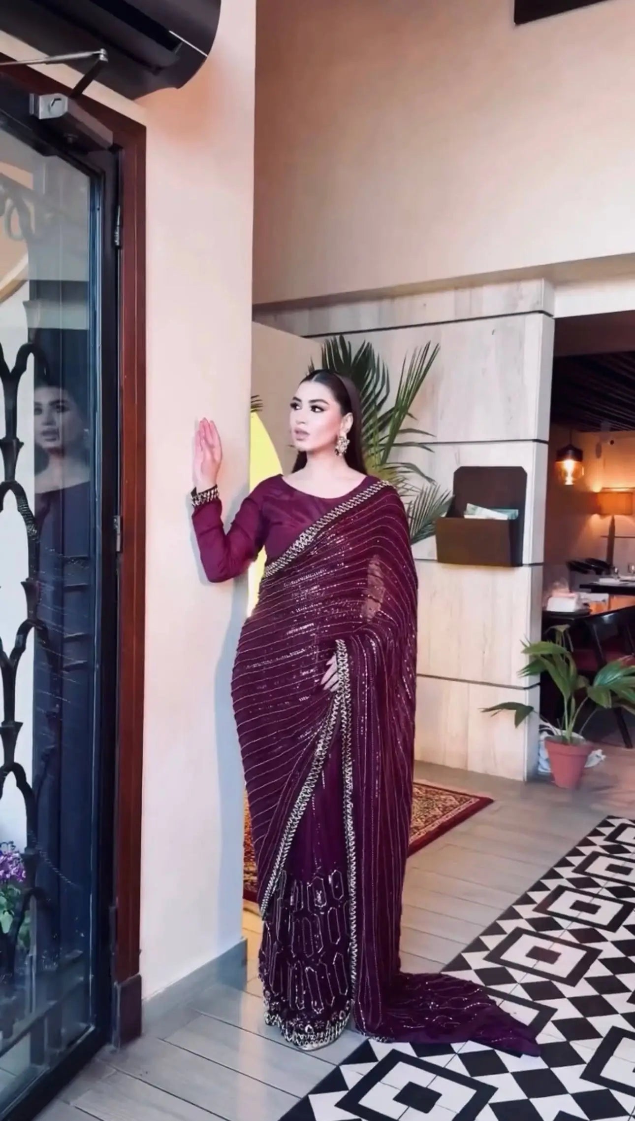 Kasturi Silk Sequin Embroidered Saree with Designer Blouse for Wedding and Party Wear