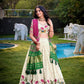 Khadi Cotton Embroidered Lehenga Set with Gaji Silk Dupatta