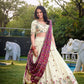 Khadi Cotton Embroidered Lehenga Set with Gaji Silk Dupatta
